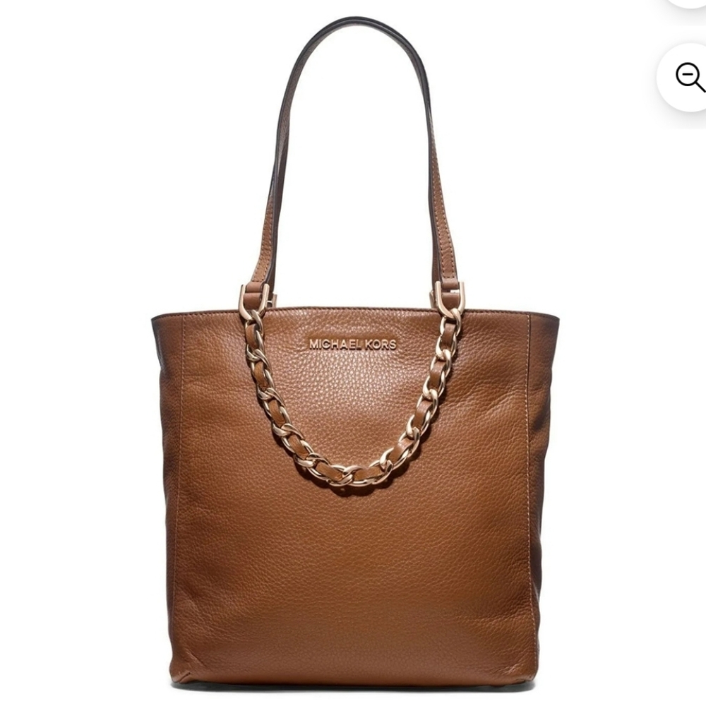 Michael Kors Tan Work Tote Pebbled Leather Gold Medium Harper Everyday Work Bag